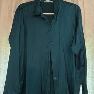 Deep green button down blouse